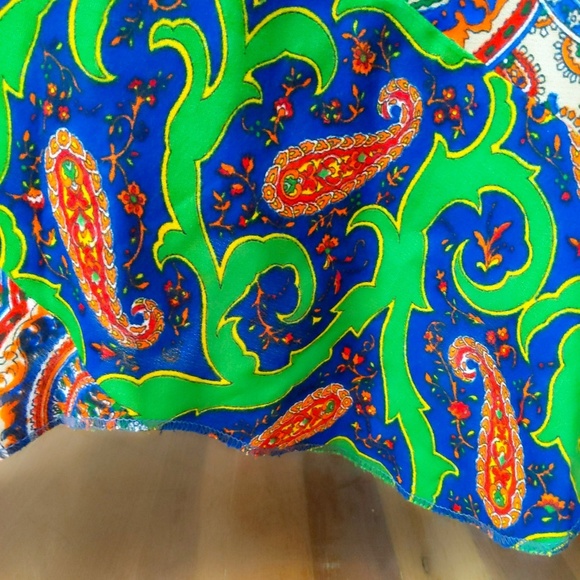 Vtg 70s Paisley Print Long Maxi Full Circle Skirt - Picture 6 of 6